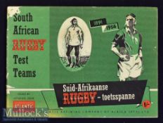 South African Rugby Test Team Booklet: Fascinating item containing a wealth of information and