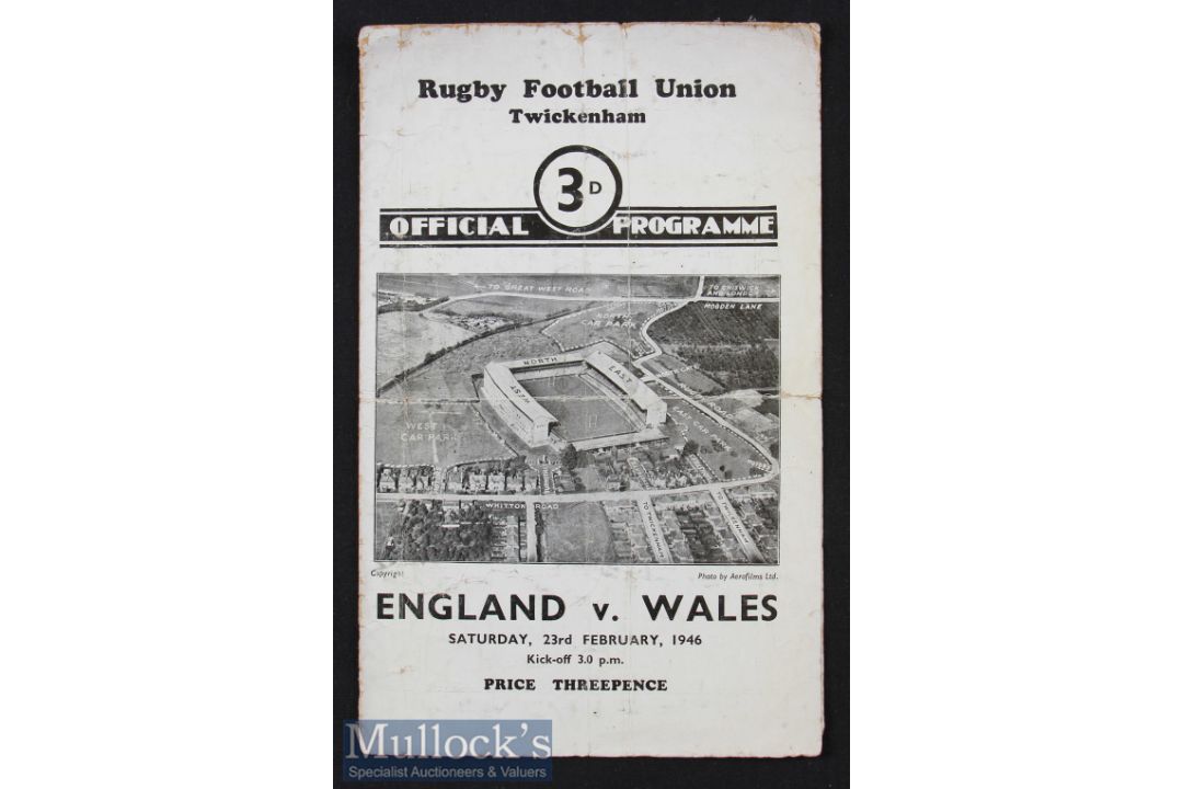 1946 England v Wales ‘Victory’ Rugby Programme: A 3-0 Wales win in this non-cap post war match^