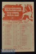 1945/46 Manchester United v Bury Football Programme date 2 Mar^ single sheet^ team scores^ o/w G