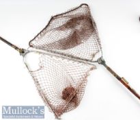 2x Named Wooden and Alloy Folding Trout Landing Nets – unnamed Odgen Smith Reversa with wooden