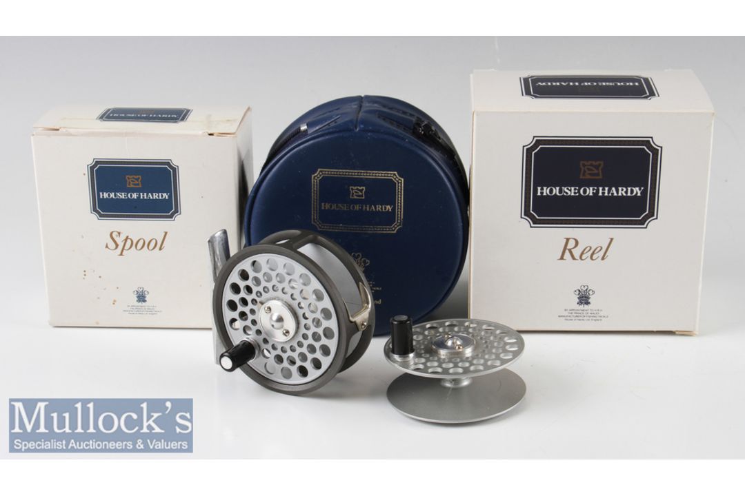 Fine Hardy The Flyweight alloy fly reel and spare spool – 2.5” dia with smooth alloy foot stamped - Image 1 of 3