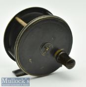 Good C Farlow & Co Patent Lever Bronzed Lacquered Gunmetal Birmingham plate wind salmon fly reel –