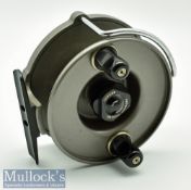 J W Young & Sons 4” Windex centrepin reel with line guide, twin handles, rear on/off check, black