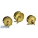 3x Various All Brass crank wind reels includes 2 3/4” with a filed foot, plus 2x 2 ¼” reels all with - Image 1 of 2