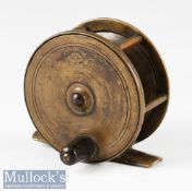 Early D Crockart & Co Stirling 3 ¼” all brass platewind reel four pillar construction, maker’s marks