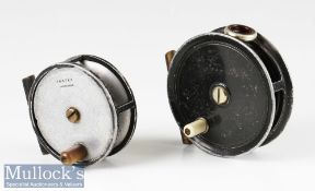 Foster Ashbourne 3 ½” trout fly reel with red agate line guide, smooth brass foot, runs well,