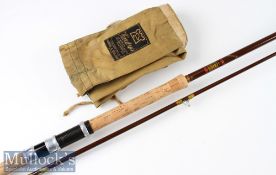 Good Hardy Bros Made in England “Jet Spinning” Fibalite rod – 8ft 6in 2pc with clear agate lined tip