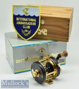 Fine unused Abu Ambassadeur 5500C Deluxe gold plated multiplier reel in the presentation wooden