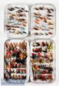 Wheatley Silmalloy fly tin and flies containing various single and double hook flies, with clips