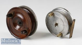 4” Albert Smith ‘Penguin’ style centrepin reel wood with aluminium back together with an unnamed ‘