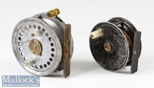 Un-named (possibly Heaton) Silex style alloy casting reel – 3 3/16” dia, smooth brass foot, twin