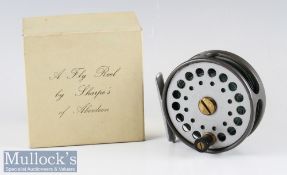 Good ‘Sharpe’s of Aberdee’ “The Gordon” alloy fly reel in makers original box - 3.25 inch diameter