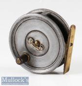 Hardy Bros Alnwick Uniqua 2 7/8” Dup Mk II alloy fly reel marked WS internally, ribbed brass foot
