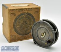 Hardy Bros Makers Alnwick The Uniqua Dup. Mk. II alloy trout fly reel – 3 3/8” dia with ribbed brass