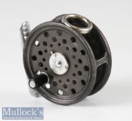 Hardy Bros England 2 9/16” St George Junior alloy fly reel alloy ribbed foot, black handle, quick