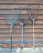 3x various Collapsible and extending alloy landing nets - to include overall lengths the extended 54