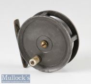 J Bernard & Son 3” Dingley built alloy trout fly reel maker’s details to back plate, smooth brass