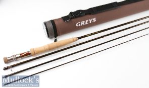 Fine as new Greys Alnwick XF2 Streamflex carbon travel fly rod – 11ft 4pc line 3# with anodised