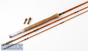J S Sharp Aberdeen split cane trout fly rod-10’6” 3pc, line7# - trumpet style cork handle lightly