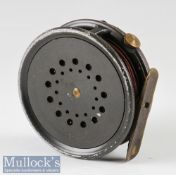 Hardy Bros Made In England The Perfect trout fly reel c1950s – 3 1/8” dia, ribbed brass foot,