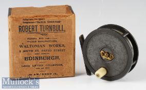 Robert Turnbull Edinburgh 3 ½” alloy trout fly reel smooth brass foot, early calliper constant