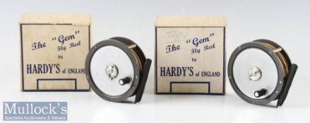 2x good Hardy Bros England The Gem alloy fly reels in makers original blue and white retail