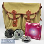 Good John L Chapman & Co Canvas and Leather Fishing Tackle Bag, Fly Reels and Fly lines (6) – good