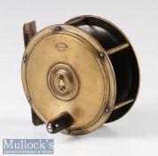 R Anderson & Sons Princes St Edinburgh Hercules style brass salmon reel – 3.75” dia – raised plate