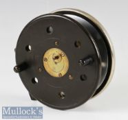 Unnamed Slater Style 5” ebonite & brass combination reel with aluminium rear drum flange, brass drum