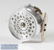 Hardy Bros England 2 ½” Bougle modern fly reel alloy raised pillars, smooth alloy foot, white