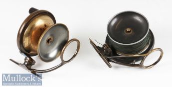 P D Malloch ‘Malloch Patent 4” alloy and brass side casting fly reel spool drum measures 3 ¼”, on/