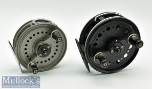 J W Young & Sons 4” Landex medium width fly reel with wire line guide, black mottled finish,