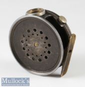 Hardy Bros Alnwick Perfect 3 1/8” Dup Mk II alloy trout fly reel with green agate line guide, ribbed