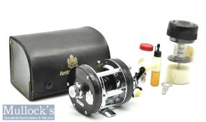 ABU Ambassadeur 5001C level wind multiplier reel with black end plates, twin handles, foot stamped