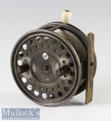 Hardy Bros Alnwick The Silex Major 4 ¼” alloy casting reel with white handle brake lever, smooth