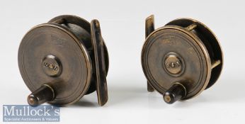 PD Malloch Maker Perth 2¾” all brass plate wind fly reel with maker’s early shield logo to face