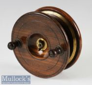 Nottingham wood and brass star back 5” reel with brass line back plate and partial rear drum flange,