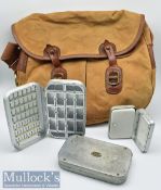 Collection of Brady, Hardy, and Wheatley Game Fishing Accessories (4) good Brady leather and