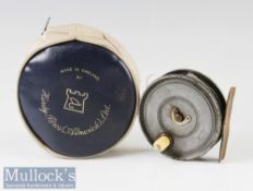 Hardy Bros Alnwick Early check Uniqua 3 1/8” alloy fly reel with Hardy’s oval logo, marked Hardy Pat