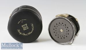 Hardy Bros England The Perfect 4.25” alloy salmon fly reel - ribbed alloy foot, nickel plated