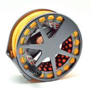 Good Lamson Vanquish “V12” hi-tech salmon fly reel c/w line – 4.75” dia x 2” large ventilated arbour