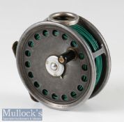 Hardy Bros England St George 3 3/8” alloy trout fly reel ribbed brass foot, nickel line guide, rim