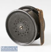 Hardy Bros Alnwick Perfect 3 ¾” salmon alloy fly reel wide drum, smooth brass foot, strapped rim