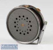 Hardy Bros England The Perfect 3 5/8” alloy trout fly reel with agate line guide (cracked), smooth