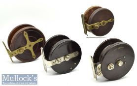 Collection of Wooden Nottingham and Brass Star back and Allcock Bakelite Reels (4) - two wood and