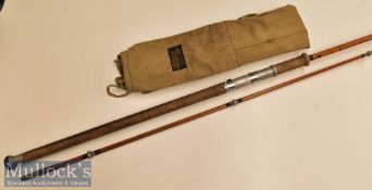 J S Sharpe Aberdeen Spinning Rod 9ft 4in Scottie brand split cane^ cork handle^ slight delamination^
