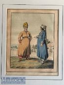 Selection of Asian Aquatints – coloured various scenes mounted measures 25x36cm overall (5)