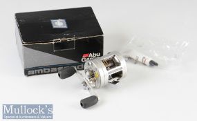 Abu Ambassadeur Morrum M3600C Multiplier Sea Reel in brushed finish^ in maker’s box with paperwork