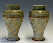 Pair of Royal Doulton Slaters Stoneware Vases marked 7585^ F^ with ‘Lion^ Crown and connected D’