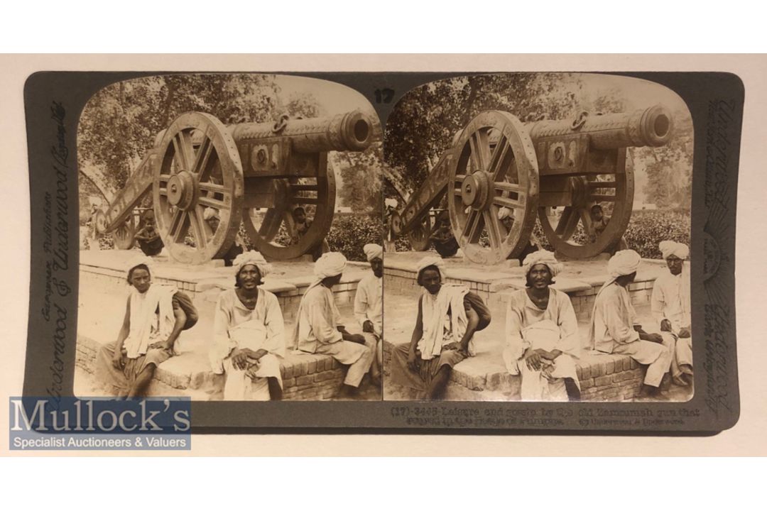 India - Original stereo view the Sikh ruler Maharaja Ranjit Singhs famous Zam Zamanah cannon of